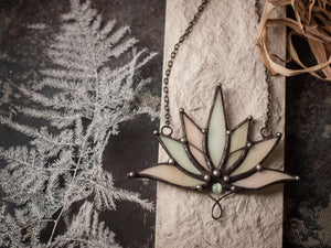 Big Lotus 7 wings, Boho Lotus, Flower Pendant, Mantra Necklace, Glass Lotus Necklace, Iridescent necklace, Stain glass, Handcraft, Handmade