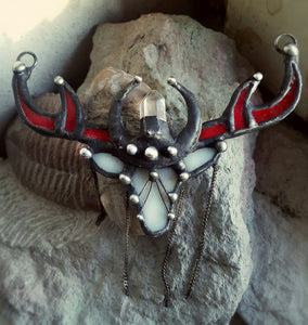 Deer Shaman with bloody horns necklace, nature jewelry, nature lover gift, woodland animals, head, nature inspired, antler handmade