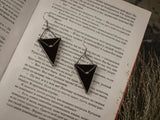 Black Triangle Earrings with hypoallergenic Earring Hooks, Stain glass, Witchy Earrings, Festival juwelry, Boho Style, Witchcraft jewelry
