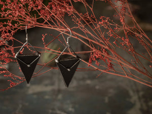 Black Triangle Earrings with hypoallergenic Earring Hooks, Stain glass, Witchy Earrings, Festival juwelry, Boho Style, Witchcraft jewelry