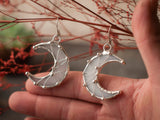 White Crescent Moon Earrings, with Silver Plated, Stain glass, Elf Earrings, Festival juwelry, Boho Style, half moon jewelry, fairy earring