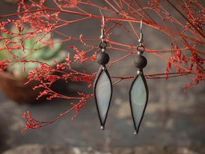 Big Lotus 7 wings, Boho Lotus, Flower Pendant, Mantra Necklace, Glass Lotus Necklace,lava rock beads, Stain glass, Handcraft, Handmade