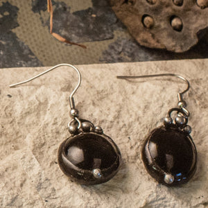 Two black drops earrings, Gothic style jewelry, witch earrings, minimalist earrings