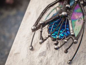 Housefly Brooch, Stain Glass, vintage brooch, scarab brooch, Stain Glass Brooch, Animal broche, Insect Brooch tribal jewelry, boho pin