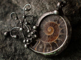 Natural ammonite fossil pendant