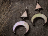Crescent Moon Earrings with hypoallergenic Earring Hooks, Stain glass, Witchy Earrings, Festival juwelry, Boho Style, half moon purple