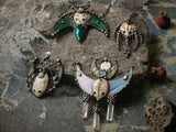 Pendant- The Predator. Necklace with clay mask, natural fluorite. Shaman ( shamanic ) jewelry, alien vs predator,