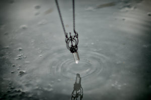 Quartz Crystal Pendant with rune Laguz, Rune necklace