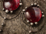 Two red drops earrings, minimalist dangle earrings, wine red earrings, deep red drop, red women earrings, art nouveau earrings