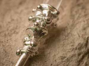 Chinese metal silver plated hair stick with clear quartz, Hair Clip