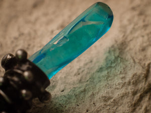 Chinese metal hair stick with blue quartz, Hair Clip
