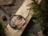 Pendant Blue Grass. Boho necklace with natural stone- quartz and moonstone. Witchcraft necklaces.