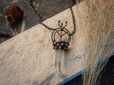 Quartz Crystal Pendant with rune Algiz, Rune necklace