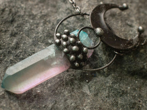 Elestial quartz- pendulum / pendant. The way from winter to spring.