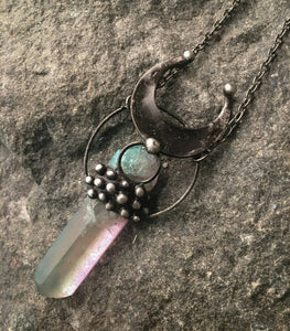 Elestial quartz- pendulum / pendant. The way from winter to spring.
