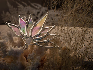 Big Lotus 7 wings, Boho Lotus, Flower Pendant, Mantra Necklace, Glass Lotus Necklace, Iridescent necklace, Stain glass, Handcraft, Handmade