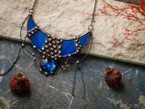 Jewelry Set - Blue Space Crescent Moons , Crescent Moon Pendant, Boho Accessory, space pendant, lunar necklace, Moon Jewelry boho chic