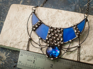 Jewelry Set - Blue Space Crescent Moons , Crescent Moon Pendant, Boho Accessory, space pendant, lunar necklace, Moon Jewelry boho chic