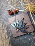 Big Lotus 7 wings, Boho Lotus, Flower Pendant, Mantra Necklace, Blue Lotus Necklace, Stain glass Iridescent necklace.