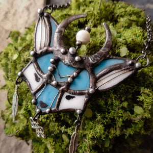 Charitable help !!!!      Stain glass Handmade Pendant Blue Fox, jewelry for charity, Nature Jewelry, Fox Head