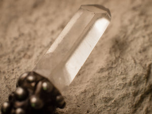 Chinese metal hair stick with clear quartz, Hair Clip