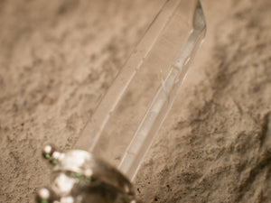 Chinese metal silver plated hair stick with clear quartz, Hair Clip