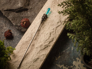 Chinese metal hair stick with blue quartz, Hair Clip