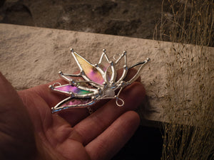 Big Lotus 7 wings, Boho Lotus, Flower Pendant, Mantra Necklace, Glass Lotus Necklace, Iridescent necklace, Stain glass, Handcraft, Handmade