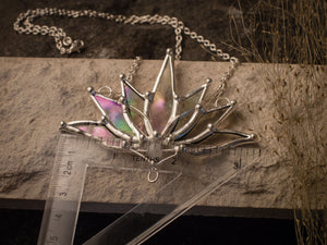 Big Lotus 7 wings, Boho Lotus, Flower Pendant, Mantra Necklace, Glass Lotus Necklace, Iridescent necklace, Stain glass, Handcraft, Handmade