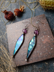 Big Lotus 7 wings, Boho Lotus, Flower Pendant, Mantra Necklace, Blue Lotus Necklace, Stain glass Iridescent necklace.