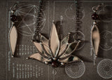Big pendant- mirror Lotus with Garnet Stone, Boho Lotus, Flower Pendant, Mantra Necklace, Glass Lotus Necklace, Mirror necklace
