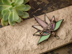 Big Lotus 7 wings, Boho Lotus, Flower Brooch, Mantra Pin, Glass Lotus brooches, Iridescent Stain glass, Handcraft, Handmade brooch