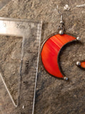 Crescent Moon red Earrings with Hypoallergenic Stainless Steel Earring Hooks! Stain Glass Witchy Earrings, Festival Boho Earrings.