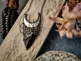 Pendant With Natural Stone - Obsidian,Hagalaz rune and Moon Mirror, Black Mirror - Witchcraft Jewelry - For Men and Women  Shamanic Jewelry