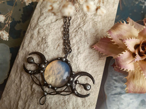 Moon Phase Pendant with moon stone (opalit)