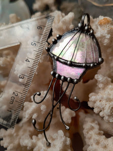 Jellyfish stained glass pendant