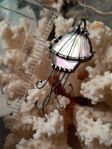 Jellyfish stained glass pendant