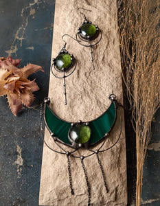 Two green drops earrings