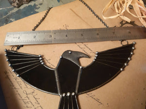 Stained glass bird raven suncatcher