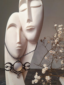 Moon Phase Pendant with moon stone (opalit)