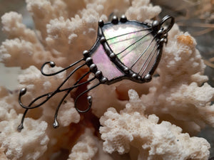 Jellyfish stained glass pendant