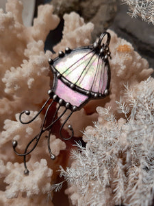 Jellyfish stained glass pendant