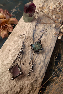 Two Square Fluorite Earrings