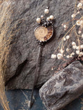 Chinese metal hair stick with Natural Ammonite and Natural Pearl