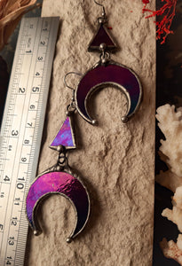 Purple Crescent Moon Earrings