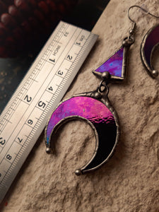 Purple Crescent Moon Earrings
