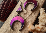 Purple Crescent Moon Earrings