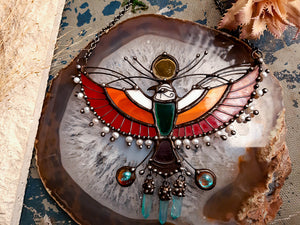 Stained Glass Bird Pendant