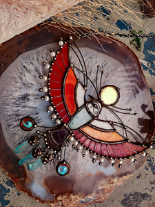 Stained Glass Bird Pendant