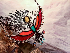 Stained Glass Bird Pendant